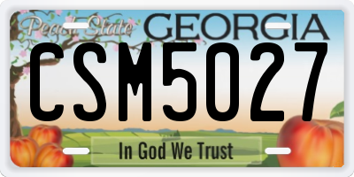 GA license plate CSM5027