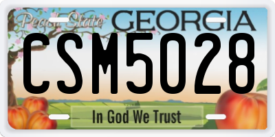 GA license plate CSM5028