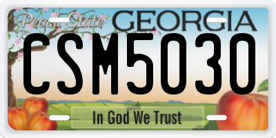 GA license plate CSM5030