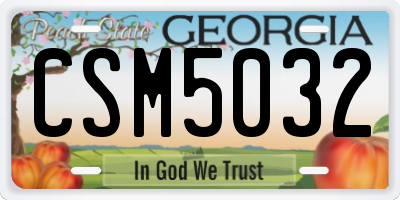 GA license plate CSM5032