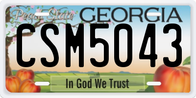 GA license plate CSM5043