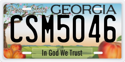 GA license plate CSM5046
