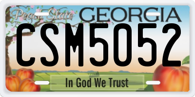 GA license plate CSM5052