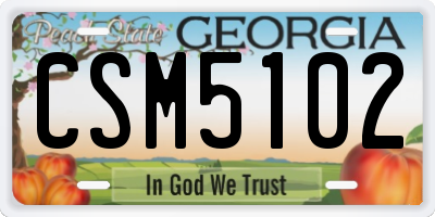GA license plate CSM5102
