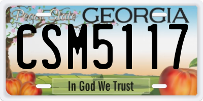 GA license plate CSM5117