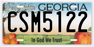 GA license plate CSM5122