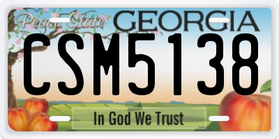 GA license plate CSM5138