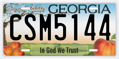 GA license plate CSM5144