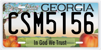 GA license plate CSM5156
