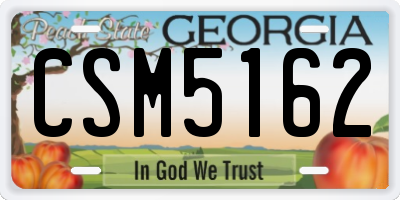GA license plate CSM5162