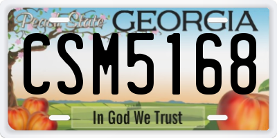 GA license plate CSM5168