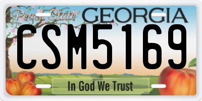 GA license plate CSM5169
