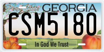 GA license plate CSM5180