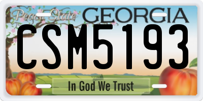 GA license plate CSM5193