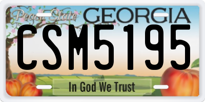 GA license plate CSM5195