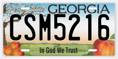 GA license plate CSM5216