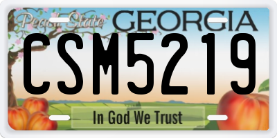 GA license plate CSM5219