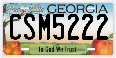 GA license plate CSM5222
