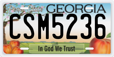 GA license plate CSM5236