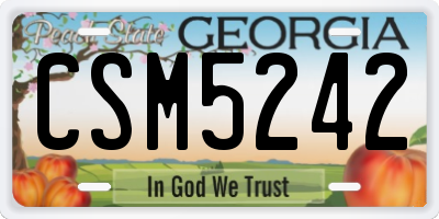 GA license plate CSM5242