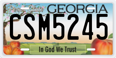 GA license plate CSM5245