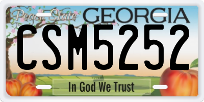 GA license plate CSM5252