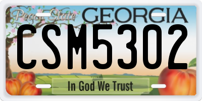 GA license plate CSM5302