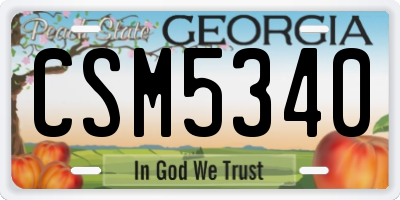 GA license plate CSM5340