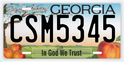 GA license plate CSM5345