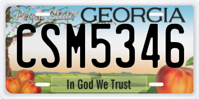 GA license plate CSM5346