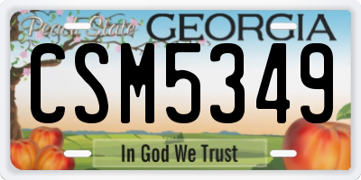 GA license plate CSM5349