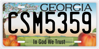 GA license plate CSM5359