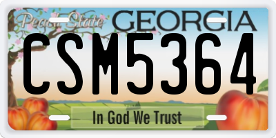GA license plate CSM5364