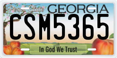 GA license plate CSM5365