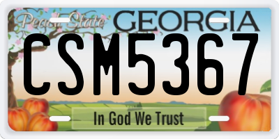 GA license plate CSM5367