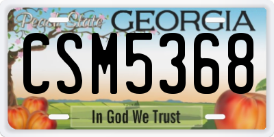GA license plate CSM5368