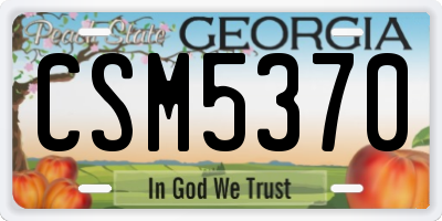 GA license plate CSM5370