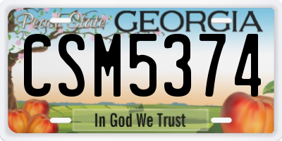 GA license plate CSM5374