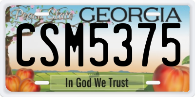 GA license plate CSM5375