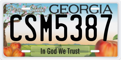 GA license plate CSM5387