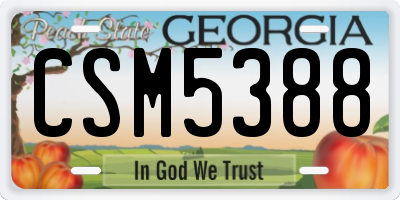 GA license plate CSM5388