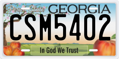 GA license plate CSM5402
