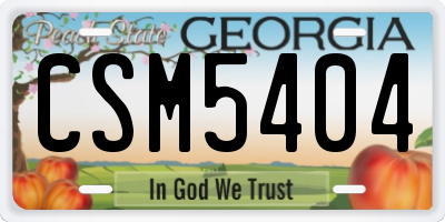 GA license plate CSM5404