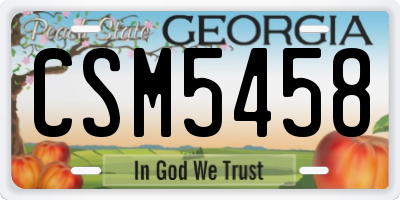 GA license plate CSM5458