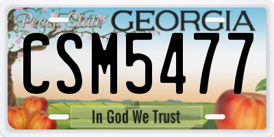 GA license plate CSM5477
