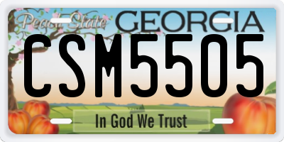 GA license plate CSM5505