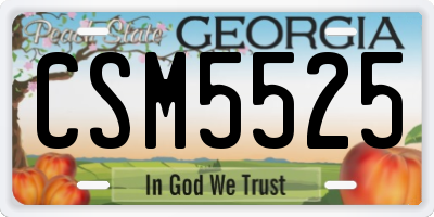GA license plate CSM5525