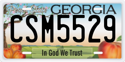 GA license plate CSM5529