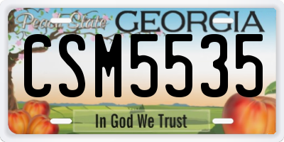 GA license plate CSM5535