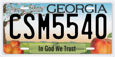 GA license plate CSM5540